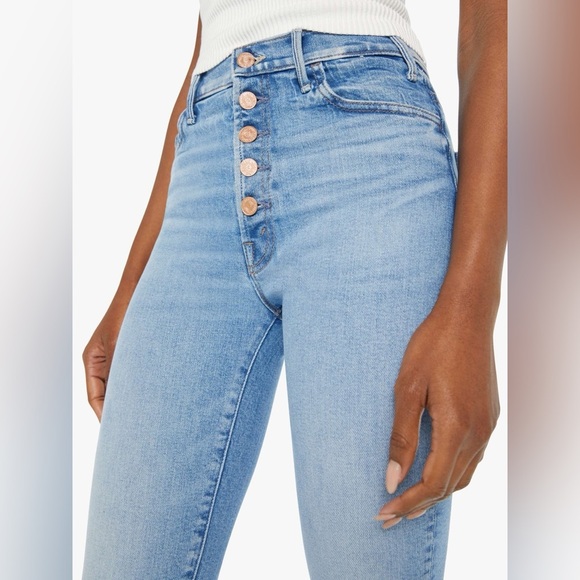 Mother The Pixie Hustler Ankle Button Fly Kick Flare Bootcut Jeans in Tarot Time - Picture 3 of 16